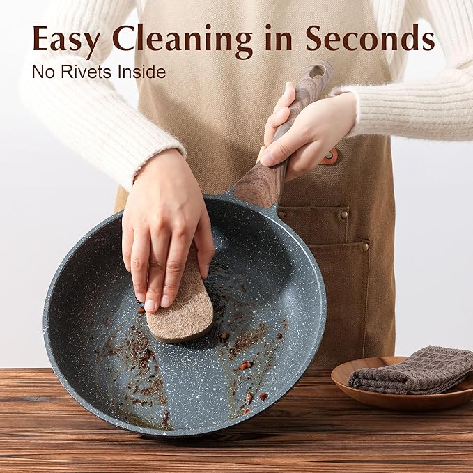 SENSARTE Nonstick Frying Pan Skillet with Lid, Omelet Pan with Cover, Healthy Cooking Chef's Pan, Kitchen Cooking Pan, Free of Intentionally Added PFOA/PFOS (12.5inch + Glass Lid)