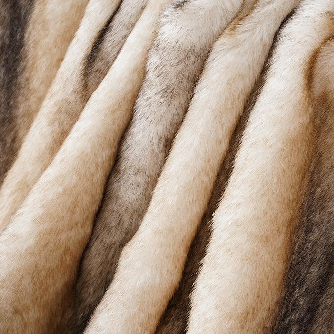 BATTILO HOME Luxury Faux Fur Throw Blanket, Soft Cozy Mink Fur Blanket for Couch, Sofa, Chair, Bed, Thick Warm Fall Fur Throw Blankets, 50"x60"