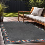 Beverly Rug Outdoor Rug 5x7 Modern Bordered Area Rugs for Indoor and Outdoor Patio Easy to Clean Non Shedding Living Room Porch Garden Washable Outside Carpet (5 x 7 Dark Gray)