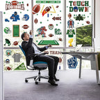 Football Window Clings, Football Party Decorations, Touch Down Party Window Stickers, Green Brown Themed Stickers Decal Gel for Touchdown Party Decor Accessories Set