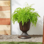 PL10CP Classic Traditional Plastic Urn Planter Indoor/Outdoor, 15" x 13", Brushed Copper