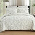 MarCielo 3-Piece 100% Cotton Bedspread Lightweight Quilt Coverlet Embroidery Farmhouse Bedding Set (Floral,King (106" X 98"))