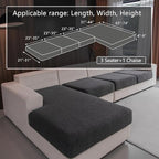 Couch Cushion Covers for Sectional Sofa, Stretch Soft Sofa Slipcovers Washable Wear-Resistant Universal Furniture Protector for Living Room(3 Seaters Covers+1 Chaise Cover, Dark Gray)