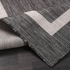 Bordered Outdoor Rug 5x7 Washable Outside Carpet for Indoor Patio Porch Waterproof Easy Cleaning Non Shedding Area Rugs Gray 5 x 7