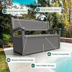 70 Gallon Outdoor Storage Box, Resin Patio Furniture with Armrest, Lockable Deck Box with Waterproof and UV Resistant for Patio Cushions, Garden Tools and Pool Supplies, Grey