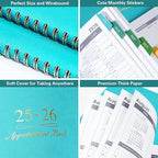 2025-2026 Weekly Appointment Book - Appointment Book 2025-2026 with Soft Cover, Jul 2025 - Jun 2026, 8.26"x 11.4", Daily/Hourly Planner with Tabs, 15 Minutes, Wirebound - Green