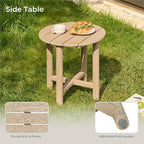CHITA 3 Pieces Boho Patio Rattan Bistro Set, Outdoor Wicker Chairs & Side Table Set with Acacia Wood Frame(Cream)