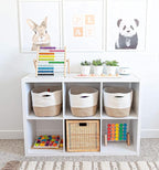 OrganiHaus Set of 3 Woven Storage Baskets for Organizing, Cotton Rope Organizer Bins for Shelves, Closet & Nursery, Dog Toy Basket, Decorative Bins for Toys, Towels & Books - 15x10x9, Honey/Off-White