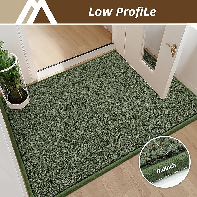 COSY HOMEER-Door-Mat 32"x48" Non Slip Absorbent Entryway Rugs Dirt Trapper Doormats Washable Entrance Mats Low Pile Welcome Floor Mat for Front Back Door and Entry Mats,Green