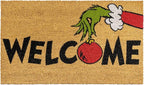 Gertmenian Disney Mickey Mouse Doormat Rug Retro Front Door Coir Mat Home Indoor Outdoor Entryway Carpet, 2-Pack 20x34, The Grinch Welcome/Merry Grinchmas