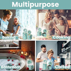 Home Intuition 4-Piece Ceramic Kitchen Canisters Set, Airtight Containers with Wooden Spoons Reusable Chalk Labels and Marker for Sugar, Coffee, Flour, Tea (Turquoise)