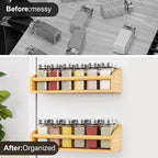 2 Pack Magnetic Spick Rack for Refrigerator, Fridge Organizer Shelf, Bamboo Wood