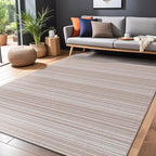 Stripe Outdoor Rug 10x14 Washable Outside Carpet for Indoor Patio Porch Waterproof Easy Cleaning Non Shedding Area Rugs Beige 10 x 14