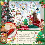 Christmas Window Clings - Christmas Large Window Stickers for Glass Window, Reusable Static Vinyl Double-Sided Winter Decals, Cute Snowflake Snowman Holiday Xmas Decorations, 197 PCS/9 Sheet