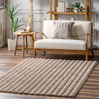 nuLOOM 5' x 8' Cozy Plush Area Rug, Machine Washable, Non-Slip, Soft Fluffy Shag Carpet for Living Room Bedroom Kids Room Nursery Home Decor, Jeni Taupe