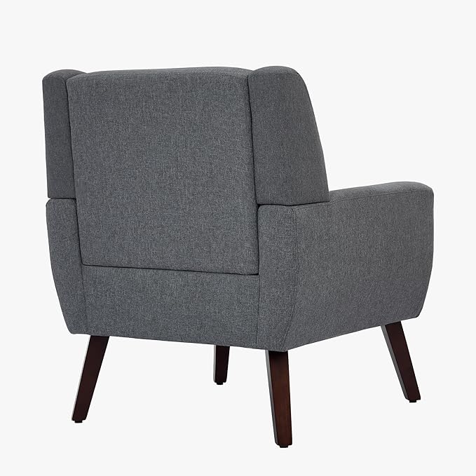 UIXE Accent Chair, Fabric Upholstered Armchair for Living Room, Comfy Arm Chair Single Sofa Bedroom Side Reading Seat - Flax Gray
