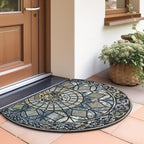 CHICHIC Entrance Door Mat Large 18 x 30 Inch Entry Way Doormat Front Door Rugs Outdoors Heavy Duty Welcome Mat Non Slip Rubber Back Low Profile for Garage, Patio, High Traffic Area, Blue