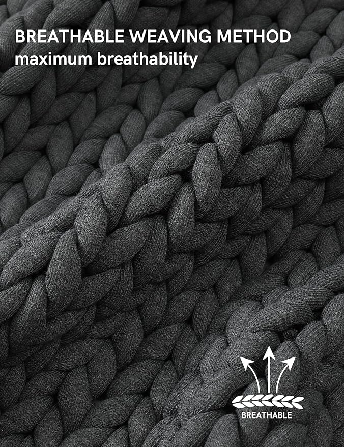 YnM Chunky Throw Blanket, Medium-Weight, Hand Knitted, Skin Friendly, Ventilated and Breathable, Machine Washable, Home Décor Piece for Couch, Sofa and Bed (Charcoal Grey, 50x70 Inch)