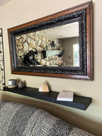 Joel's Antiques 42 Inch Wooden Floating Shelves for Wall - 42x8x2 in - Made of Natural Wood - Heavy Duty Rustic Wall Shelves Made in USA - Perfect for Living Room, Kitchen - Black