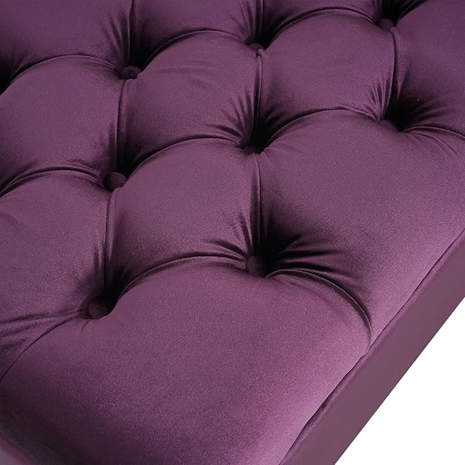 Christopher Knight Home Gloust Velvet Storage Ottoman, Upholstered Rectangular Storage Bench, Living Room Seating, Tufted BottonFoot Rest Stool for Home Office, Entryway and Bedroom, Purple