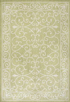 JONATHAN Y Vintage Filigree Indoor Outdoor Area Rug 8X10 Green/Cream, Charleston Textured Weave for Backyard, Patio, Porch, Easy-Cleaning, High Traffic, Pet-Friendly, Non-Shedding (SMB106H-8)