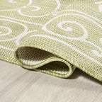 JONATHAN Y Vintage Filigree Indoor Outdoor Runner Rug 2X10 Green/Cream, Charleston Textured Weave for Backyard, Patio, Porch, Easy-Cleaning, High Traffic, Pet-Friendly, Non-Shedding (SMB106H-210)