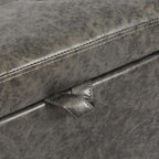 Adeco Faux Leather Storage Ottoman Bench with Wood Legs, 17.7" Square Mixed Grey PU Cube Foot Stool, Upholstered Button Tufted Vanity Chair with Hinged Lid for Living Room, Bedroom, Dorm