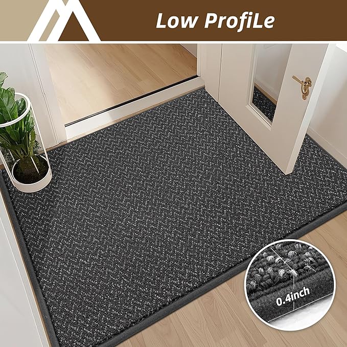 COSY HOMEER-Door-Mat 24"x36" Non Slip Absorbent Entryway Rugs Dirt Trapper Doormats Washable Entrance Mats Low Pile Welcome Floor Mat for Front Back Door and Entry Mats,Dark Grey