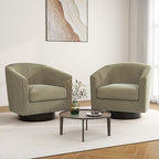 Swivel Barrel Accent Chair, Modern Round Corduroy Fabric Arm Chair for Living Room, Bedroom, Comfy Club Reading Chairs for Adults (Corduroy Camel, Set of 2)