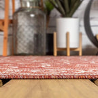 JONATHAN Y Vintage Filigree Indoor Outdoor Octagon Area Rug 8 Ft Red/Beige, Charleston Textured Weave for Backyard, Patio, Porch, Easy-Cleaning, High Traffic, Pet-Friendly, Non-Shedding SMB106B-8TGN
