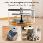 KZKR Spin Mop and Bucket Set with Self Separation Dirty and Clean Water System, Self Wringing 360° Rotating Square Mop Head for Home Floors Cleaning (1.0 Mop and Bucket Set (2 Pads))