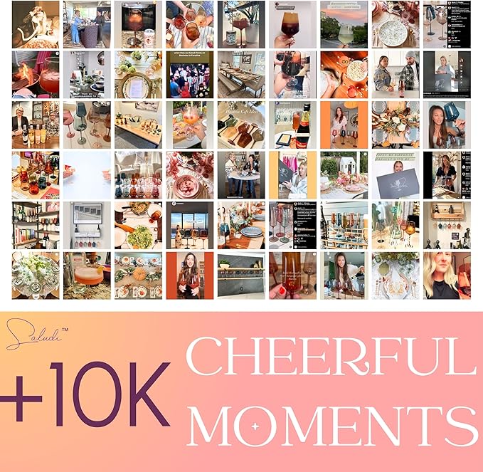 Saludi Colored Wine Glasses, 16.5oz (Set of 6) Stemmed Frida-Color Glass - Great for all Wine Types and Occasions - Luxury, Durable, Hand-Blown