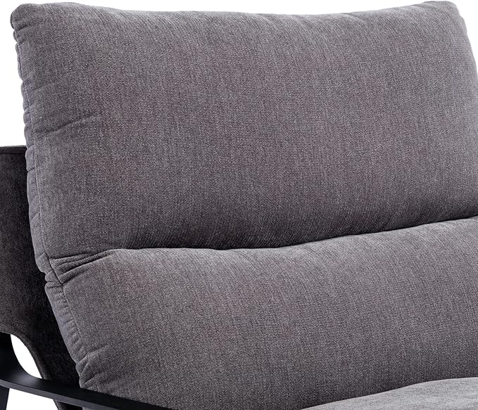 DUOMAY Modern Accent Arm Chair, Comfy Linen Lounge Lazy Chair with Metal Leg, Mid-Century Corner Chair for Living Room Bedroom Office Apartment, Grey