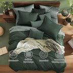 Monbix King Size Comforter Set, Deep Forest King Size Bedding Set Reversible, King Comforter Set 7 Pieces, Cationic Dyeing Bed in a Bag with Comforter, Sheets, Pillowcases & Shams