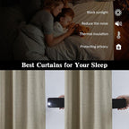 RAIN CITY 102 Inch Long Blackout Curtains for 2 Panels,Energy Efficinet Room Darkening Linen Blend Textured Curtains with Hooks,Track System Black Out Curtains for Living Room Bedroom,2 Panels,Taupe