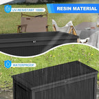 260 Gallon Deck Box XXL Large Outdoor Storage for Patio Furniture,Outdoor Cushions,Garden Tools and Pool Supplies,Waterproof,Resin,Lockable(Black Rattan)