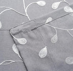 MIUCO Floral Embroidery Semi Sheer Curtains Faux Linen Grommet Curtains for Bedroom 52 x 63 Inch 2 Panels, Grey