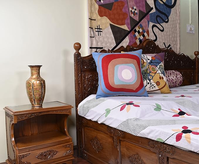 Kandinsky Modern Pillow Cover - Ruby Abstract Pillows | Contemporary Pillows | Mid Century Chair Cushions | Handmade Wool Size 18x18