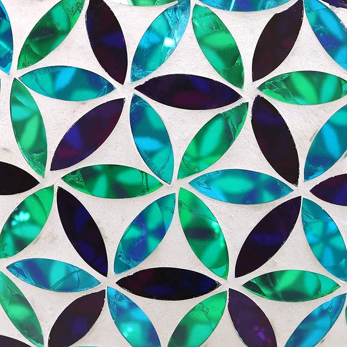 Sunnydaze 10 inch Solar Gazing Ball for Garden - Glass Outdoor Gazing Globe - Mosaic Cool Blooms