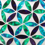 Sunnydaze 10 inch Solar Gazing Ball for Garden - Glass Outdoor Gazing Globe - Mosaic Cool Blooms