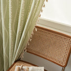 Sutuo Home Boho Curtains 63 Inches Length for Kitchen Doorway Cafe Dining Room, Vintage Tassels Window Treatment Drape for Xmas Decorations Rod Pocket, 1 Panel 59" W x 63" L,Green Stripe Floral
