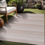 Stripe Outdoor Rug 6x9 Washable Outside Carpet for Indoor Patio Porch Waterproof Easy Cleaning Non Shedding Area Rugs Beige 6 x 9