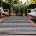 Stripe Outdoor Rug 10x14 Washable Outside Carpet for Indoor Patio Porch Waterproof Easy Cleaning Non Shedding Area Rugs Dark Gray 10 x 14