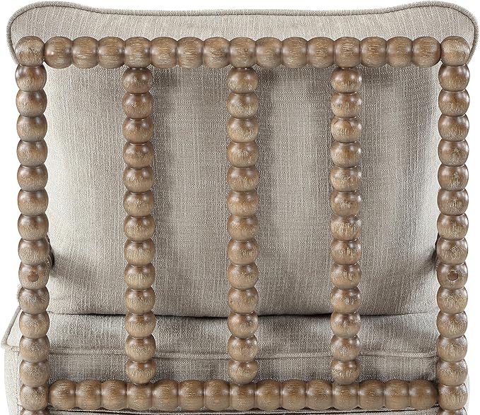 DUHOME Linen Fabric Spindle Accent Chair with Wood Frame,Modern Accent Chairs with Padded Spring Seat and Brushed White Base for Living Room Bedroom Farmhouse Home Office Belcony