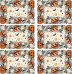 XCHI Spooky Skeleton Ghost Pumpkin Halloween Placemats Set of 6 Table Mats for Party Home Kitchen Dining Table Decorations 12x18 Inch