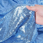 SquarePie Sequin Tablecloth 90 x 132 Inch Baby Blue Sparkly Table Linen for Wedding Party