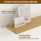 Rustic Wood Floating Shelves 32 Inch Long, 9 Inch Deep Wall Shelves for Home Decor, 32 x 9 Floating Shelf Wall Mounted Set of 2, Deep Floating Shelves for Kitchen, Bedroom, Living Room, Oak Color