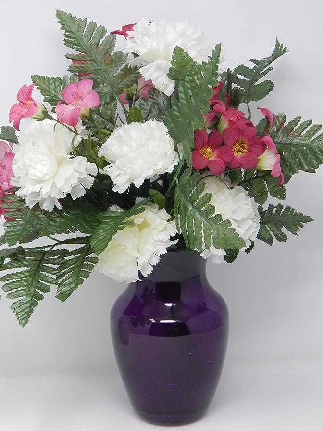 Floral Supply Online - 8" Rose Vase and Flower Guide Booklet - Decorative Glass Flower Vase for Floral Arrangements, Weddings, Home Decor or Office. (Purple)
