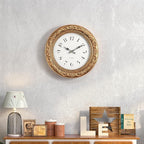 Menterry European Vintage Decorative Wall Clock, 12" Antique Gold Style, Battery Operated Wall Clocks for Kitchen, Bedroom, Farmhouse, Bathroom, Offices