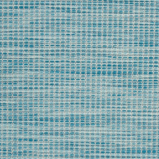 Nourison Positano Indoor-Outdoor Aqua 9' x 12' Area Rug, Easy Cleaning, Non Shedding, Bed Room, Living Room, Dining Room, Backyard, Deck, Patio (9x12)